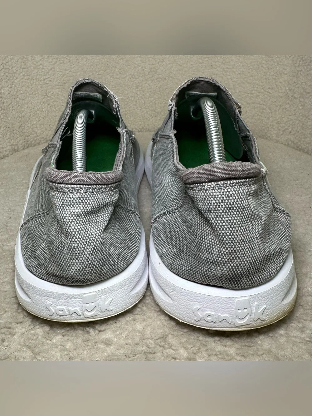 Sanuk Hi Five Men’s Gray Grey Canvas Slip On Loafers Casual Comfortable Shoes 12